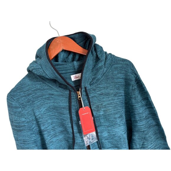 Bolivares Mens Teal Full-Zip Hoodie Sweater M 100% Pima Cotton Made In Peru - Picture 6 of 7